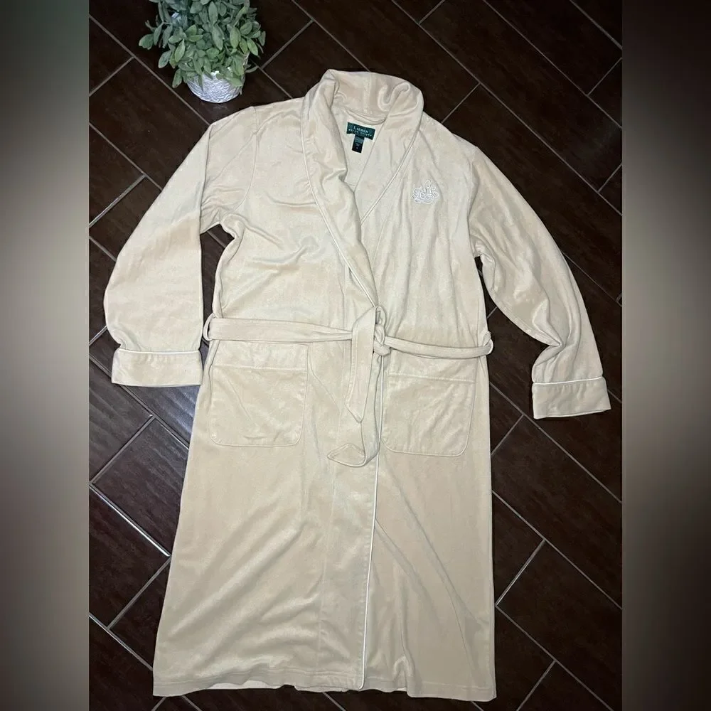 Lauren Ralph Lauren beige embroidered robe sz small